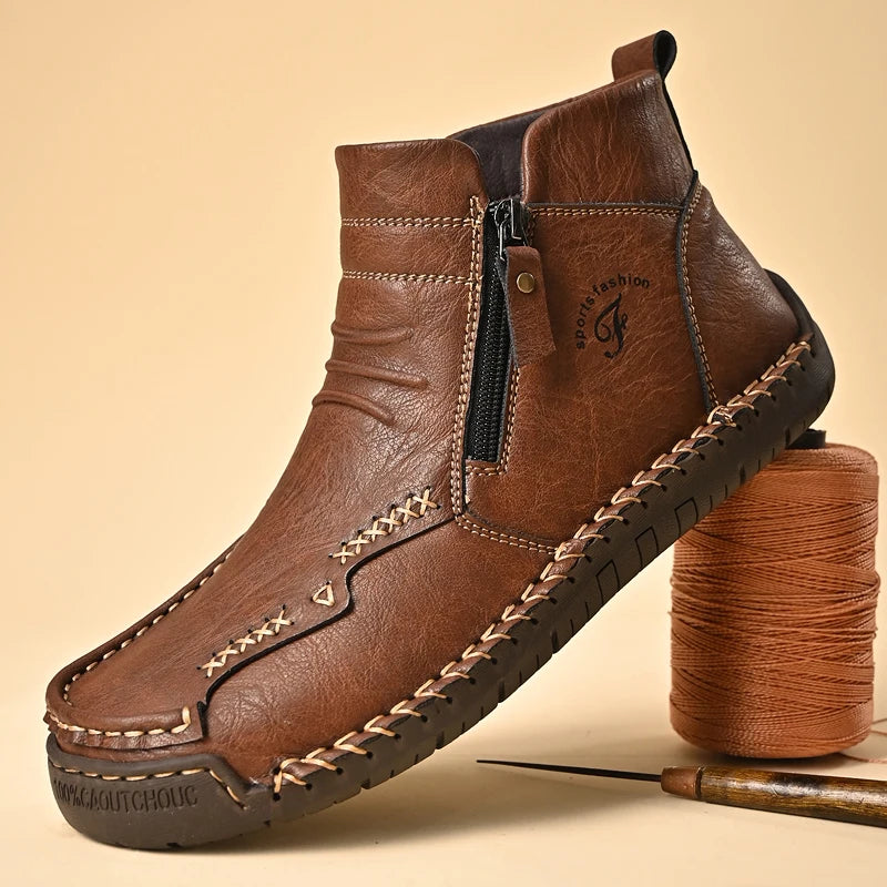 Heel High Leather Boots For Men