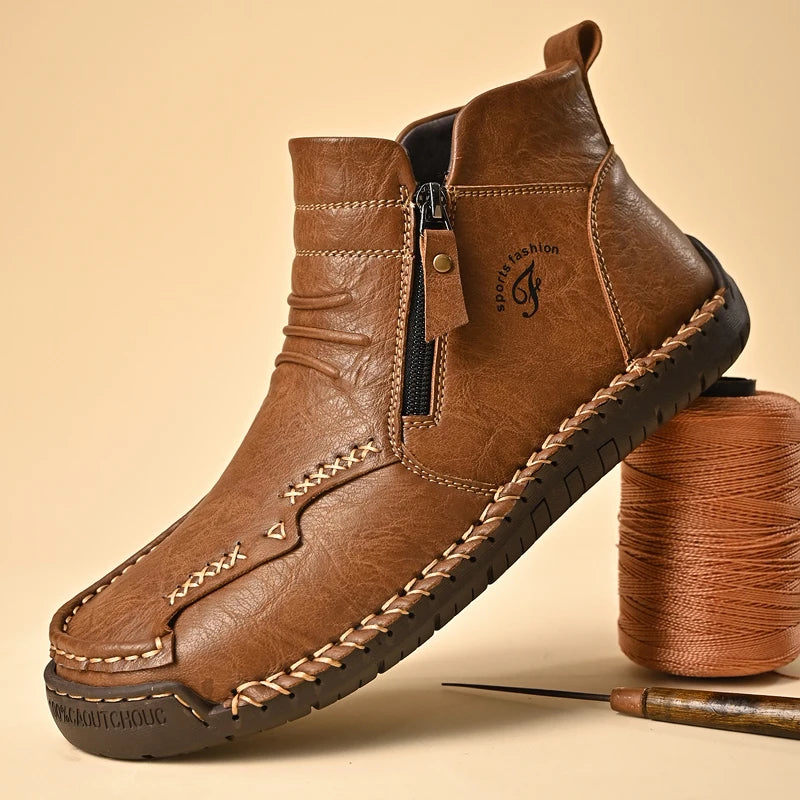 Heel High Leather Boots For Men